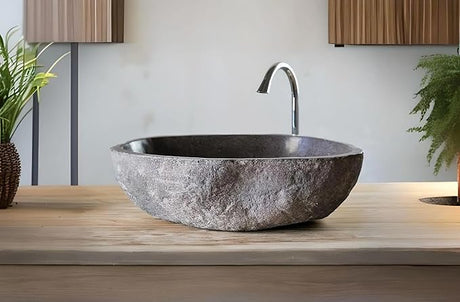 PACIFIC Natural River Stone Vessel Sink – Handcrafted Bathroom Basin