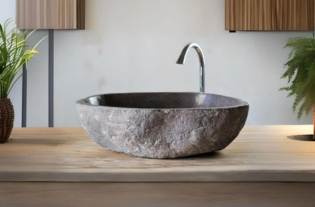 PACIFIC Natural River Stone Vessel Sink – Handcrafted Bathroom Basin