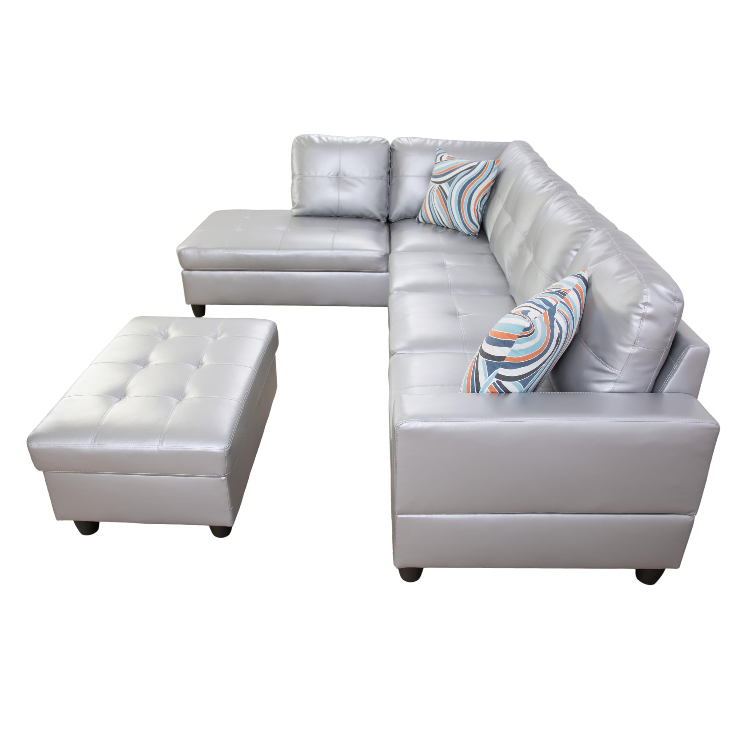 MZX-Carl-SS-00009-LWJ Sectional, 103.5"x74.5"x35", Silver White