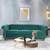 3 Seater Sofa, Mid-Century Modern Sofa Couch, 81.8" Chesterfield Velvet Upholstered