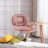 Armless Swivel Accent Chair with Height Adjustment - Pink Tech Cloth Vanity Chair