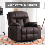 Oversized Swivel Rocker Recliner Chair, 40" Extra Wide Recliner with Massage