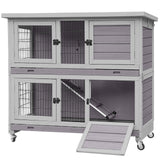 Rabbit Hutch Folding Bunny House Quickly Assemble Two Story Guinea Pig Cage