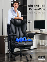 Big and Tall Office Chair 400lbs - Ergonomic Executive with Footrest
