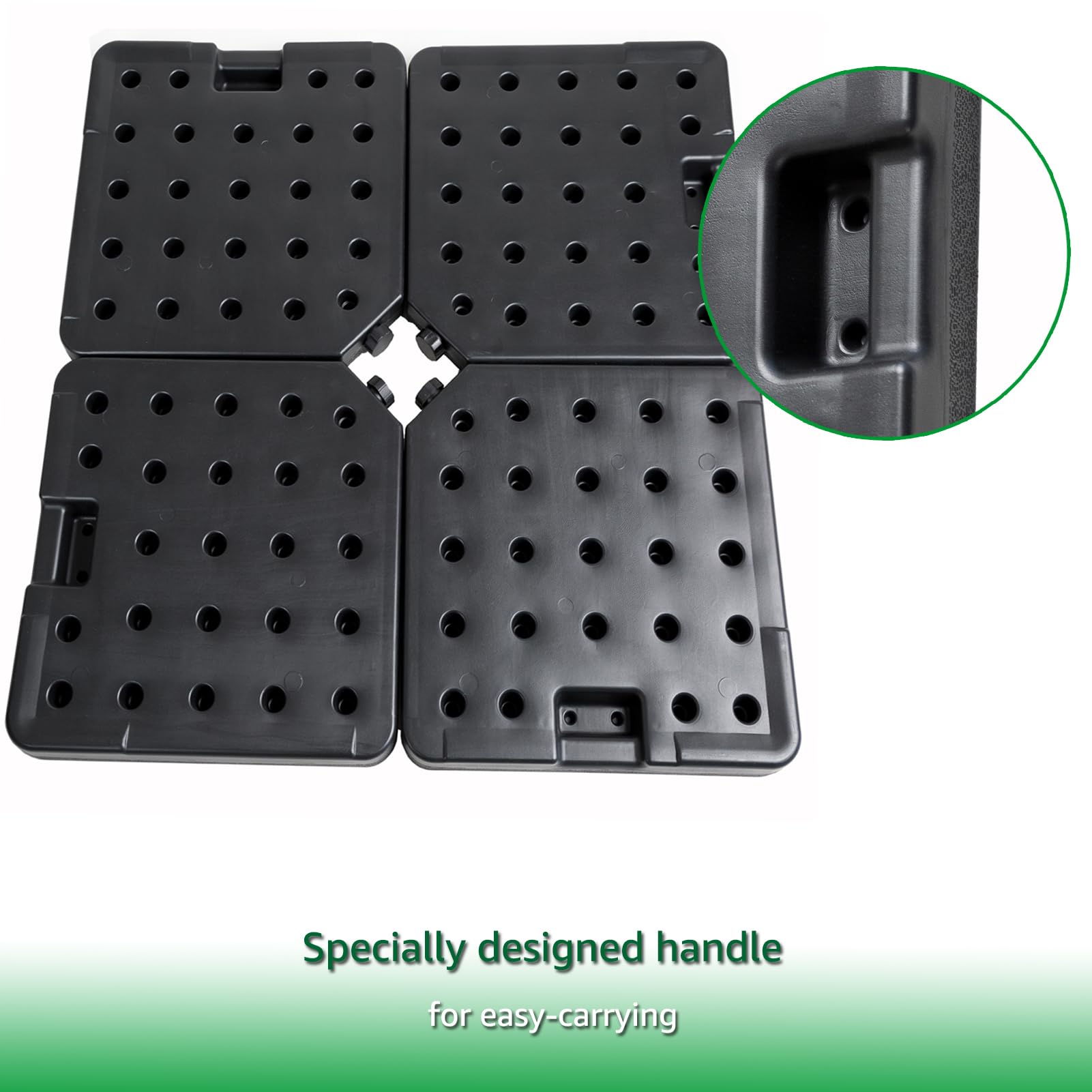 Helios&Hestia 4 Pcs Heavy Duty Water and Sand Fillable Patio Umbrella Base Stand, 255 lb Square Plastic Weight Set for Outdoor Cantilever Offset Umbrella, Black