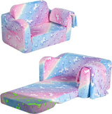 Glow-in-The-Dark Alphabet Kids Couch – Soft Plush Folding Toddler Chair and Comfy Recliner for Boys and Girls