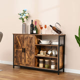 Floor Storage Cabinet, Buffet Storage Cabinet with 2 Barn Doors, Industrial Sideboard with Adjustable Shelves,