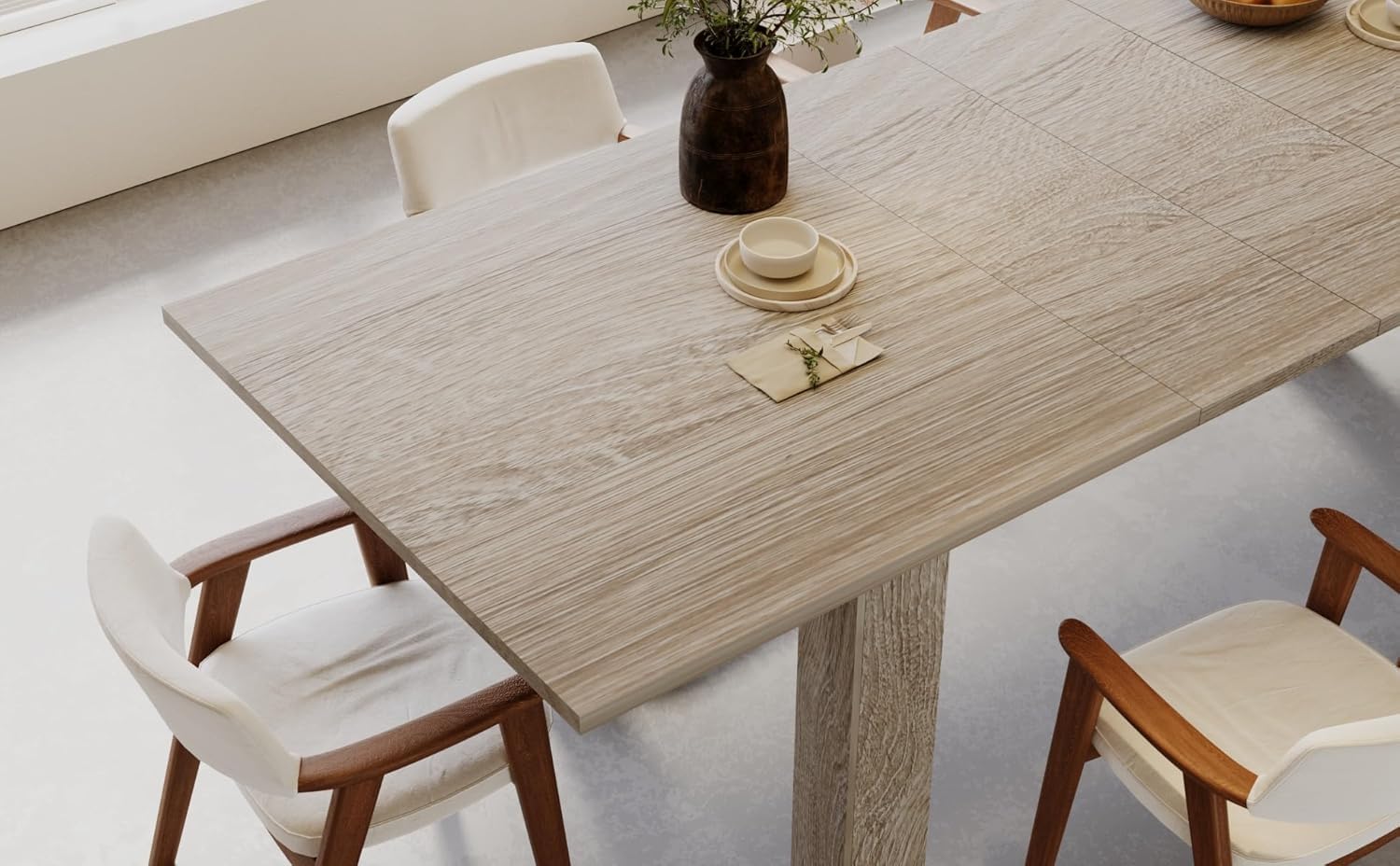 Extendable Dining Table 55-86 Inches Oak