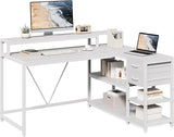 55-Inch L-Shaped Computer Desk, Reversible Computer Desk with Drawers