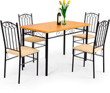 5-Piece Dining Table Set for 4, Modern 3/8'' Tempered Glass Kitchen Room Table