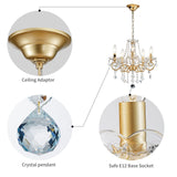 ANJIADENGSHI Mini Crystal Chandelier K9 Crystal Lighting Chandelier for Living Room 5 E12 Bulbs High 16.5 in x Diameter 16.9 in, Golden