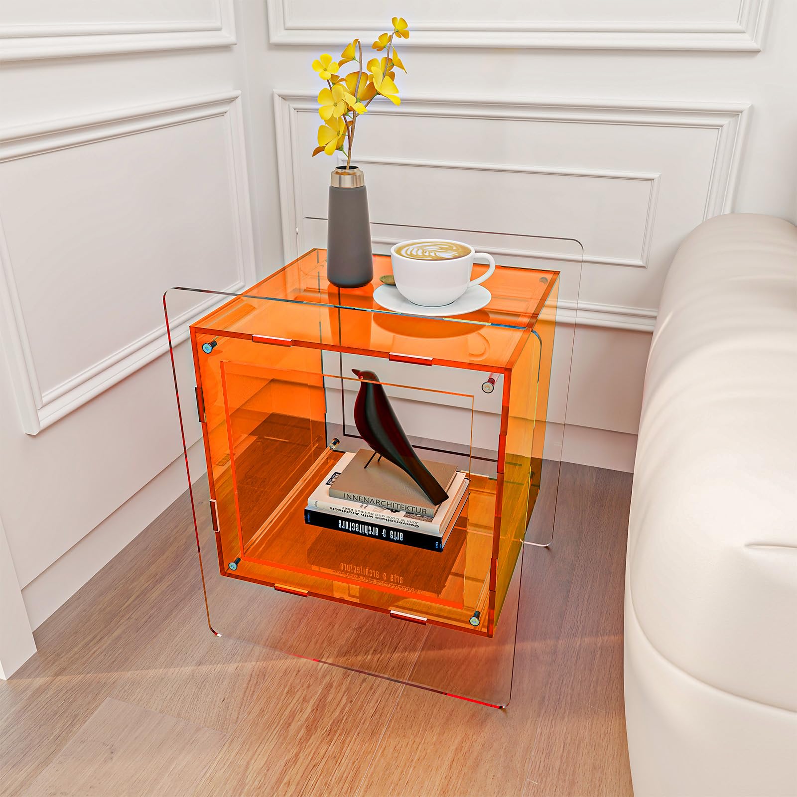 Acrylic Nightstand Orange Acrylic Side Table Night Stands for Bedrooms Acrylic Bedside