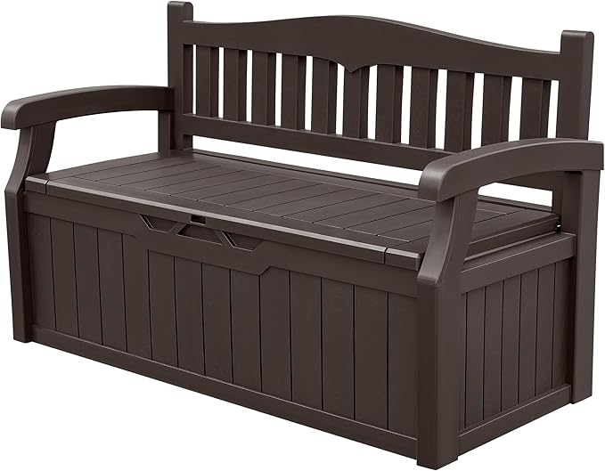 80 Gallon Storage Bench Deck Box Lockable for Patio Furniture, Garden Decor