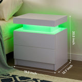 i-aplus Nightstand Set of 2 LED Nightstand with 2 Drawers, Bedside Table