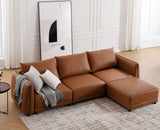 Sectional Sofa Couch with Ottoman, PU Leather Modular Covertible Sectional Couch