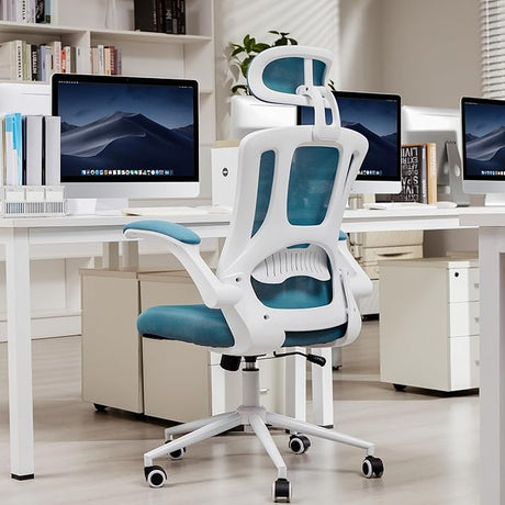 Home Office Desk Chair - Ergonomic Computer Chair with Adjustable Flip-Up Armrests