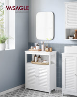 Bathroom Floor Cabinet, Bathroom Storage Cabinet, Freestanding, with Double Shutter