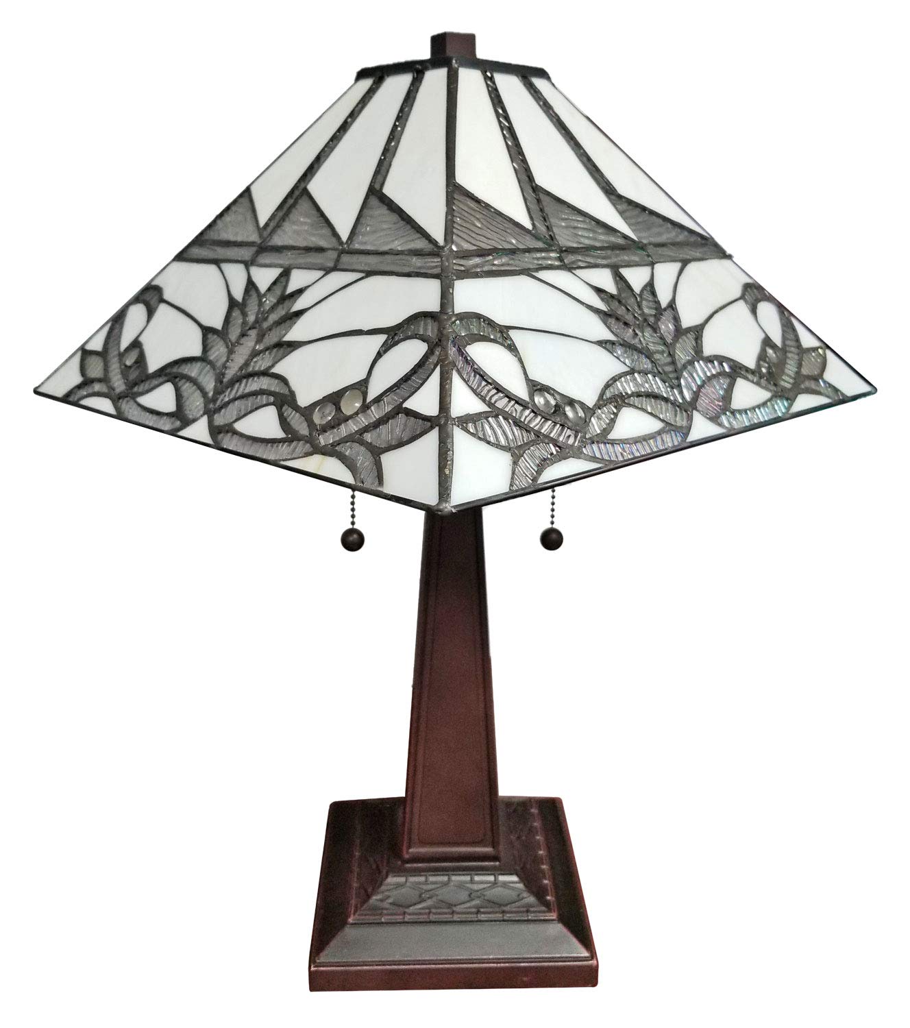 Tiffany Style Banker Table Lamp 22" Stained Glass Floral