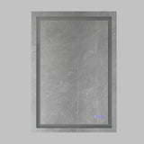 24 x 36 Inch Frameless LED Illuminated Bathroom Wall Mirror, Touch Button Defogger,