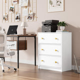 3 Drawer Dresser, White Nightstand for Bedroom with Fabric Drawers,