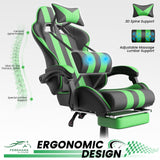 Green Gaming Chair with Footrest,Headrest,Lumbar Support Gamer Chair