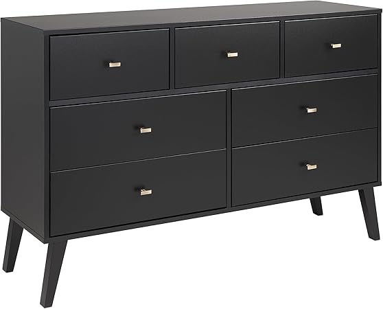 Milo Mid-Century Modern 7 Drawer Double Dresser for Bedroom