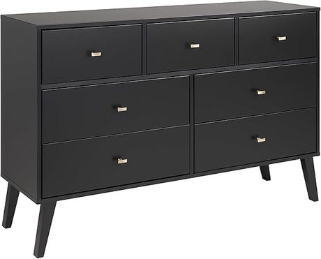 Milo Mid-Century Modern 7 Drawer Double Dresser for Bedroom