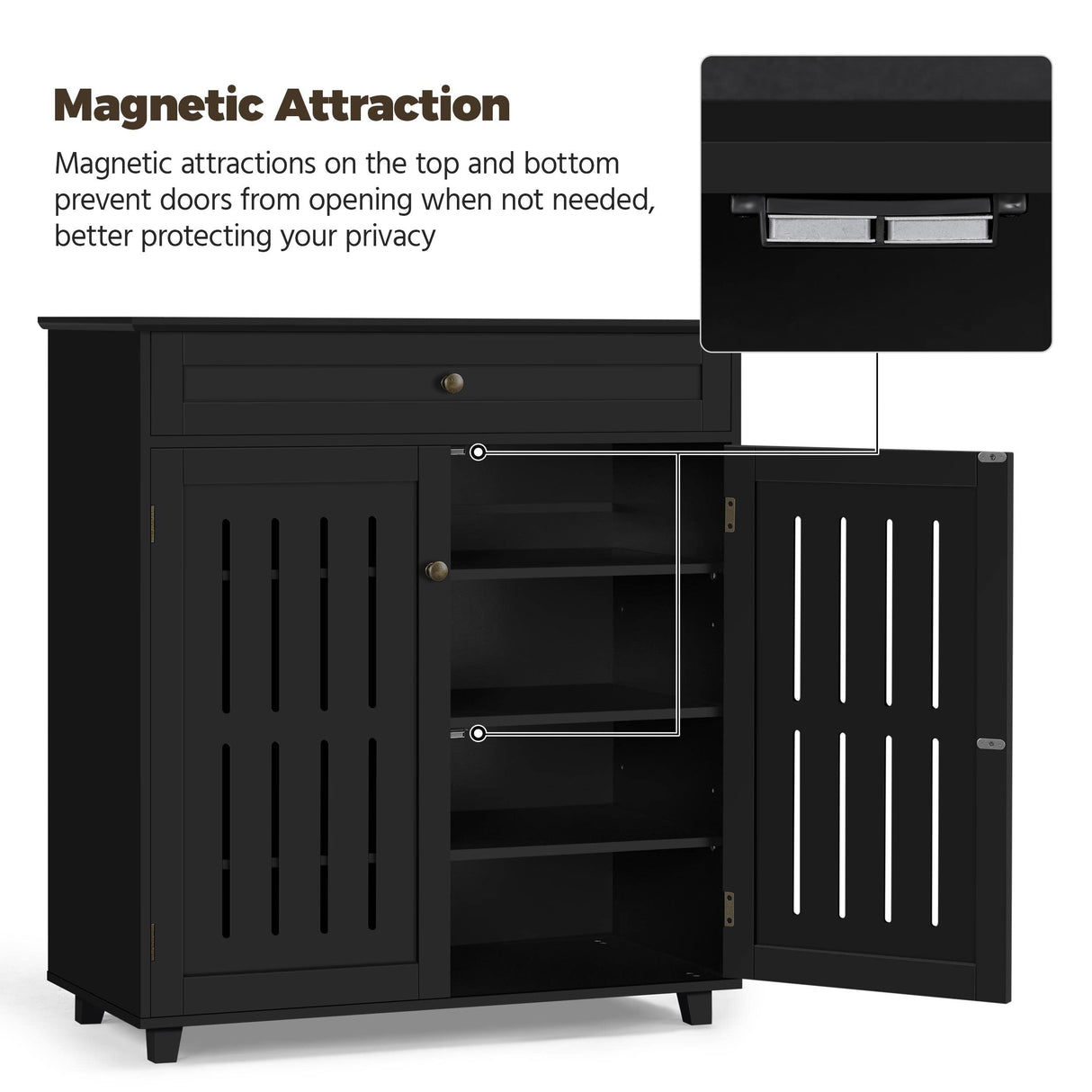 Shoe Cabinet Bathroom Storage Cabinet with 1 Drawer & Adjustable Shelf, Shoe