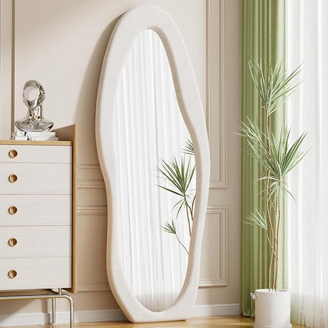 Full Length Mirror, 63" x 24"Irregular Wavy Mirror, Large Floor Length Mirror Wall Mounted,