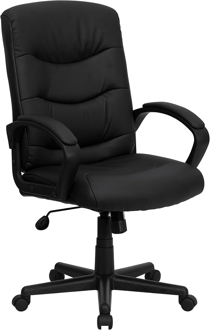 Chelsea Mid-Back Black LeatherSoft Executive Swivel Office Chair