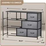 Dresser with 8 Drawers - Chest Organizer Unit with Steel Frame Wood Top & Handle Easy