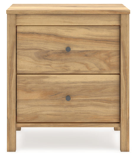 Bermacy Casual 2-Drawer Nightstand with Straight Legs, 24.37" Tall, Light Brown