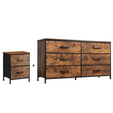 Wide Fabric Dresser and Nightstand Sets, Chest of Drawers, 6 Drawer