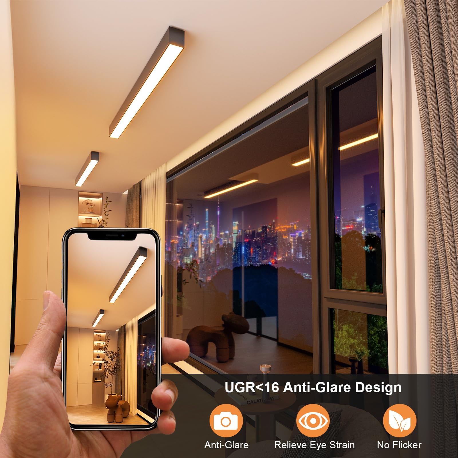 Modern LED Ceiling Light with Remote - 39.1 inch Dimmable