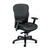 Wave Executive Leather Chair - Mesh High-Back Task Chair with Arms, Black (HVL701)