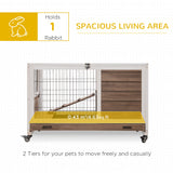 Wooden Rabbit Hutch Indoor Outdoor, Elevated Bunny Cage