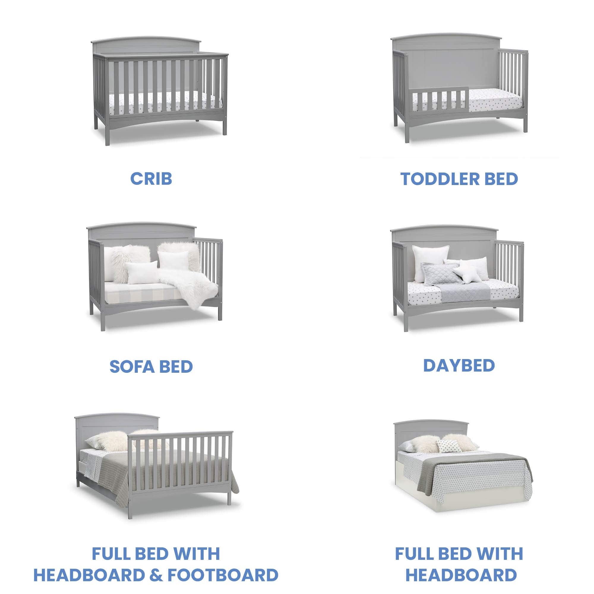 Archer Solid Panel 4-in-1 Convertible Baby Crib - Greenguard Gold Certified, Grey