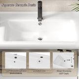 LUMISOL 36" Bathroom Vanity with Ceramic Sink, Wall Mounted Bathroom Vanity with 2 Doors & Side Open Shelves, Modern Floating Bathroom Storage Cabinet with Undermount Sink, White