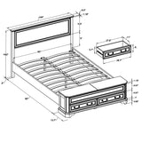 T4TREAM Farmhouse Queen Bed with Headboard & Storage Bench, Rustic Wood Platform Bed w/ 64" Storage Chest & 4 Large Drawer, Distressed White