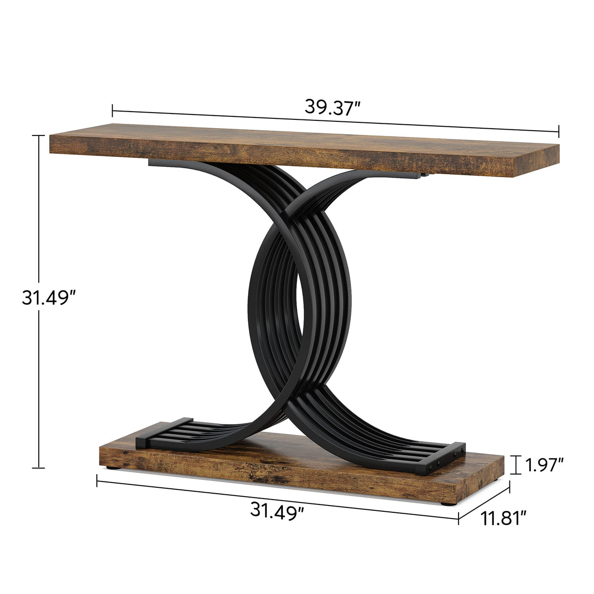 Console Table with Geometric Frame, 40 Inch Entryway Sofa Table Narrow Long,