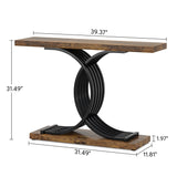 Console Table with Geometric Frame, 40 Inch Entryway Sofa Table Narrow Long,