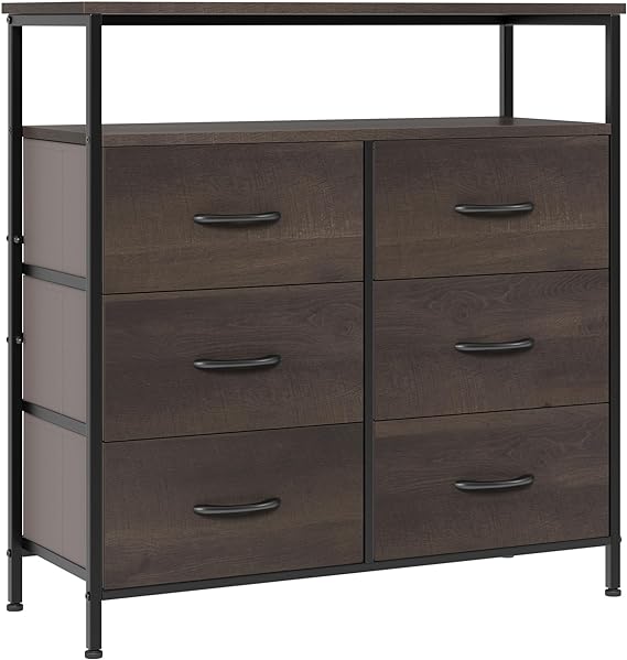 Dresser for Bedroom, 6 Drawer Dresser for Closet, Clothes, Kids, Chest of Drawers