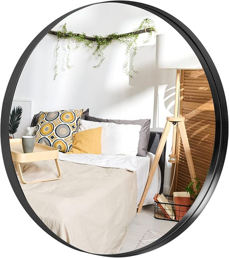 Round Mirror Circle Mirror 28 Inch Aluminum Alloy Frame Wall Mirror Large Vanity Hanging Decorative