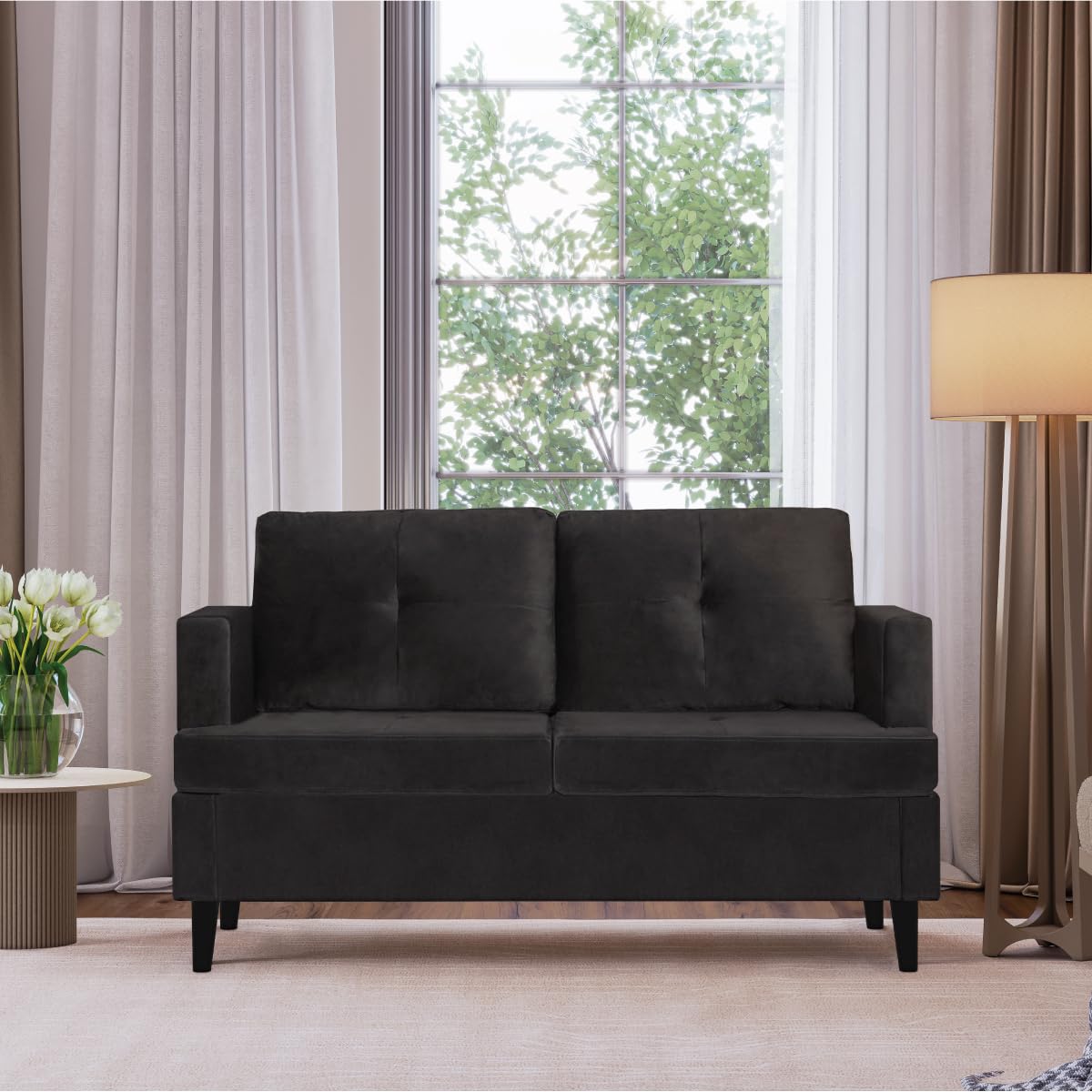 57" Small Loveseat, Velvet Love Seat, Small Couch for Small Spaces