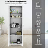 Kitchen Pantry Cabinet, 2 Door Cupboard with 5 Shelves, Storage Organizer