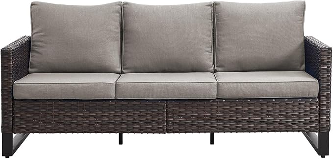 Outdoor Couch Patio Furniture: Wicker Patio Sofa with Deep Seat High Back