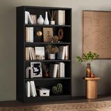 5 Shelf Bookcase,60 Inch Wood Tall Bookshelves for Living Room,Black