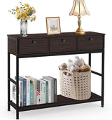 55'' Console Tables for Living Room, Entryway Table with 3 Drawers and 4 Storage Shelves