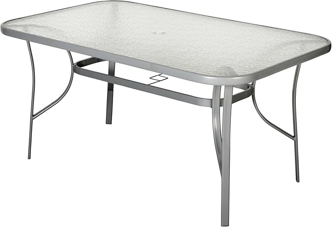 Tory Rectangle Patio Table with Umbrella Hole, Commercial All-Weather Table