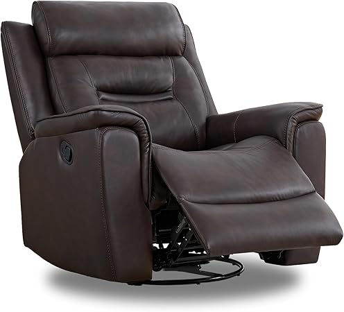 LuxeGlide Oversized Swivel Rocker Recliner Chair – Faux Leather Manual Recline